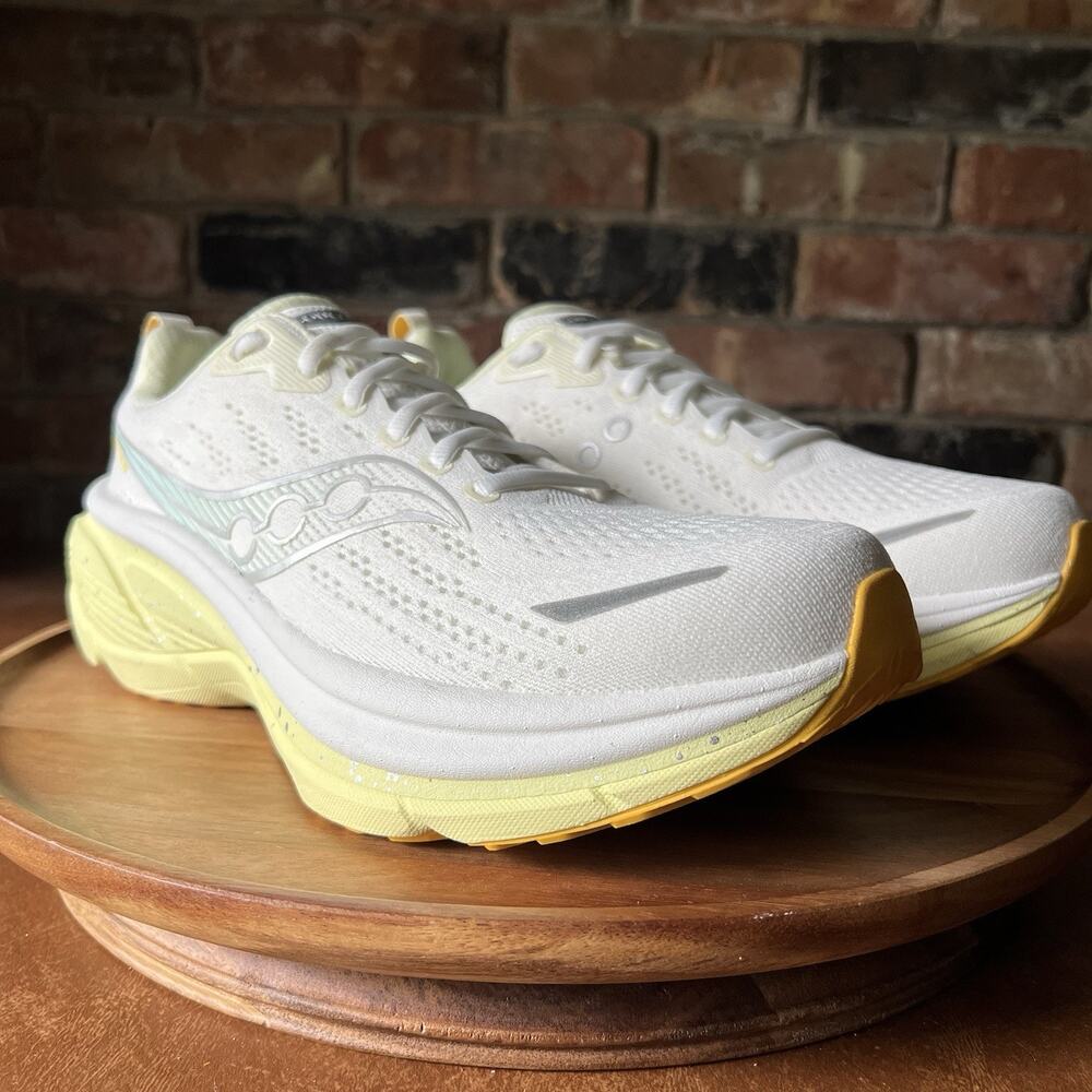 Saucony Hurricane 25 Max Cushion Womens 10 White Yellow Running Sneakers Shoes - Picture 2 of 16